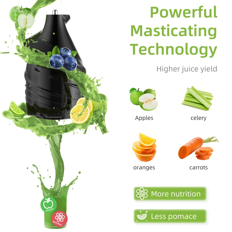 Cold Press Juicer With Large Feed Chute Powerful Slow Masticating Juicer For Whole Fruits And Veget 2