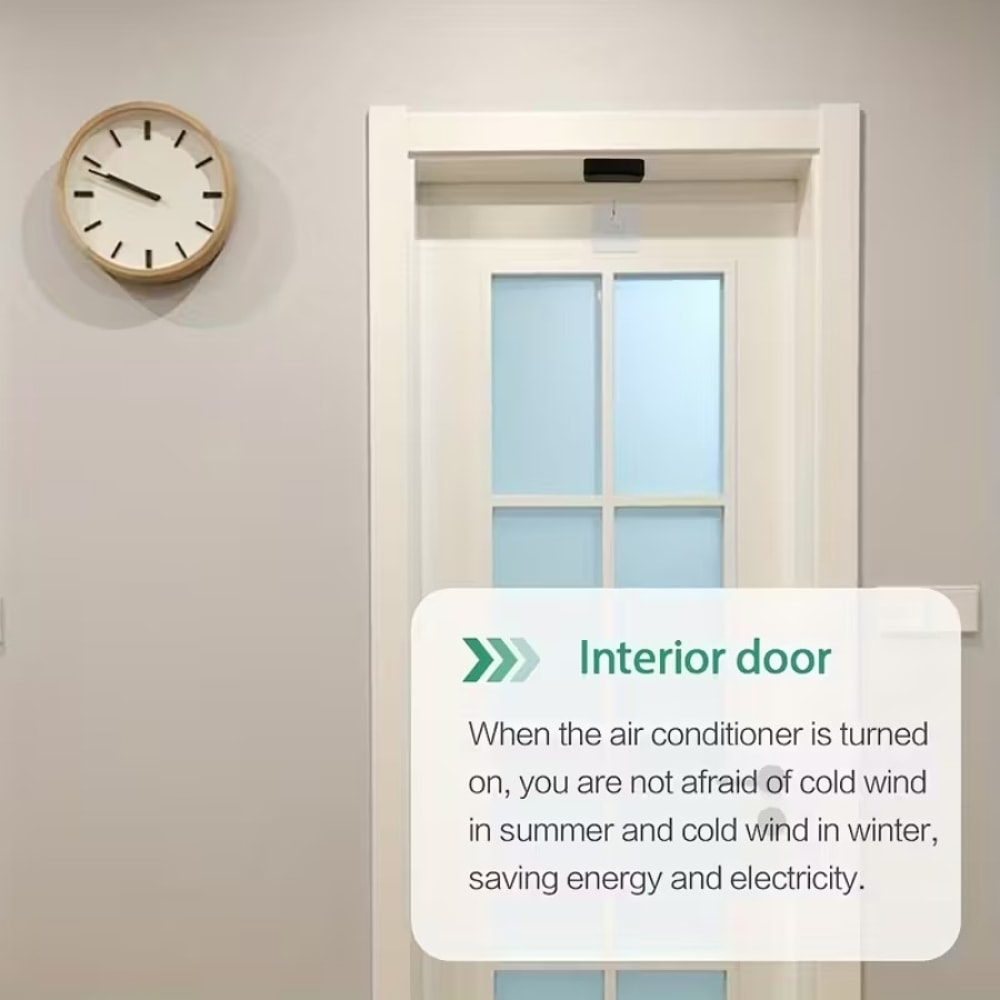 Black Automatic Door Closer No Drill Self Closing Door Device for Home Office Bathroom