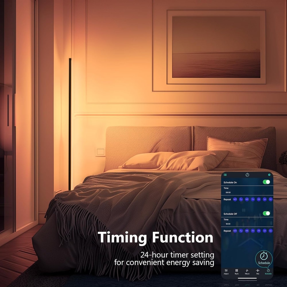 Smart RGB Corner Floor Lamp with App Control and Music Sync