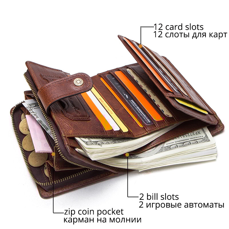 Premium Genuine Leather RFID Wallet For Men With Coin Pocket Card Holder 1
