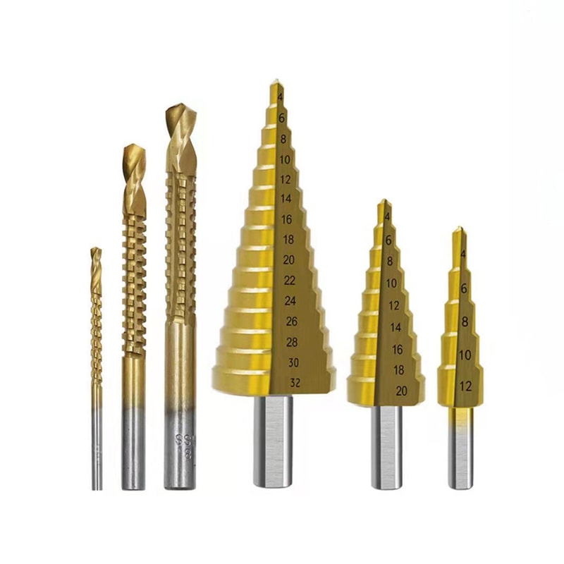 Titanium Step Drill Bit Set For Woodworking Metal Hole Cutting 7
