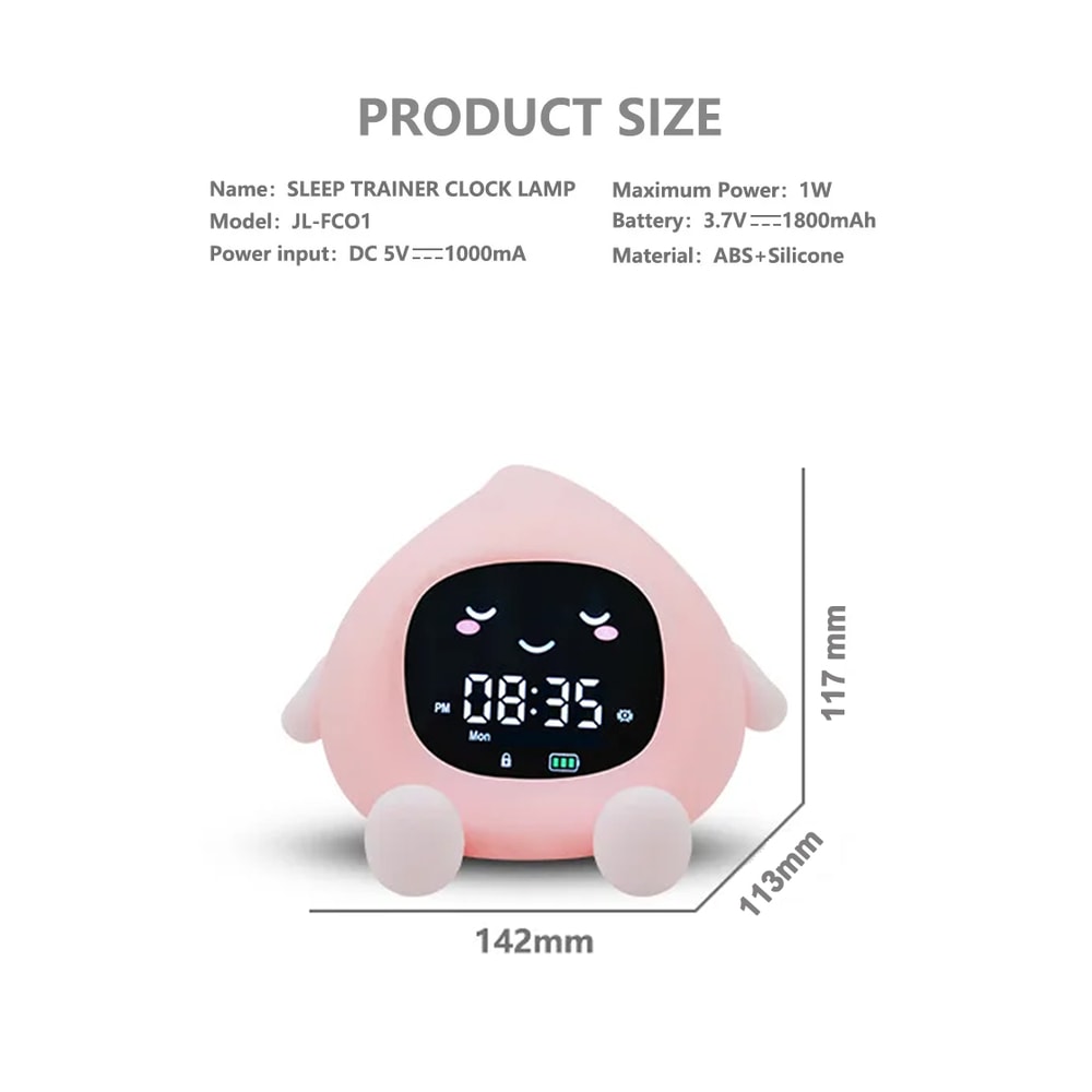 Smart Kids Alarm Clock with Sleep Training Light and Rechargeable Night Light for Gentle Wake Up