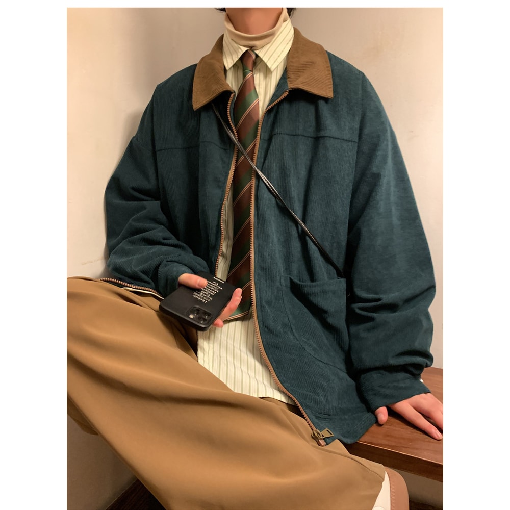 Vintage Cargo Mens Bomber Jacket Windbreaker Lightweight Retro Streetwear Outerwear