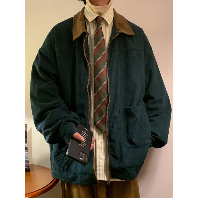 Vintage Cargo Mens Bomber Jacket Windbreaker Lightweight Retro Streetwear Outerwear