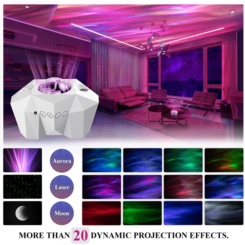 Aurora Galaxy Star Projector Lamp With Bluetooth Music Speaker And Northern Lights Starry Sky Night 2