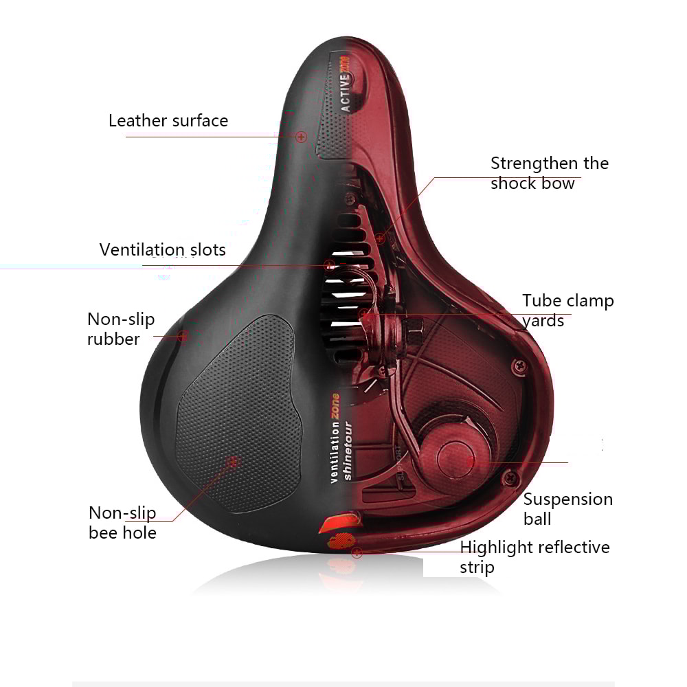 Reflective Shock Absorbing Hollow Bike Saddle Breathable Rainproof And Wide Cycling Seat For Road M 4