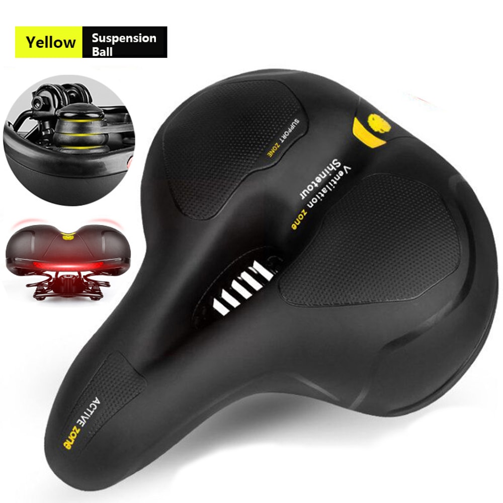 Reflective Shock Absorbing Hollow Bike Saddle Breathable Rainproof And Wide Cycling Seat For Road M 12