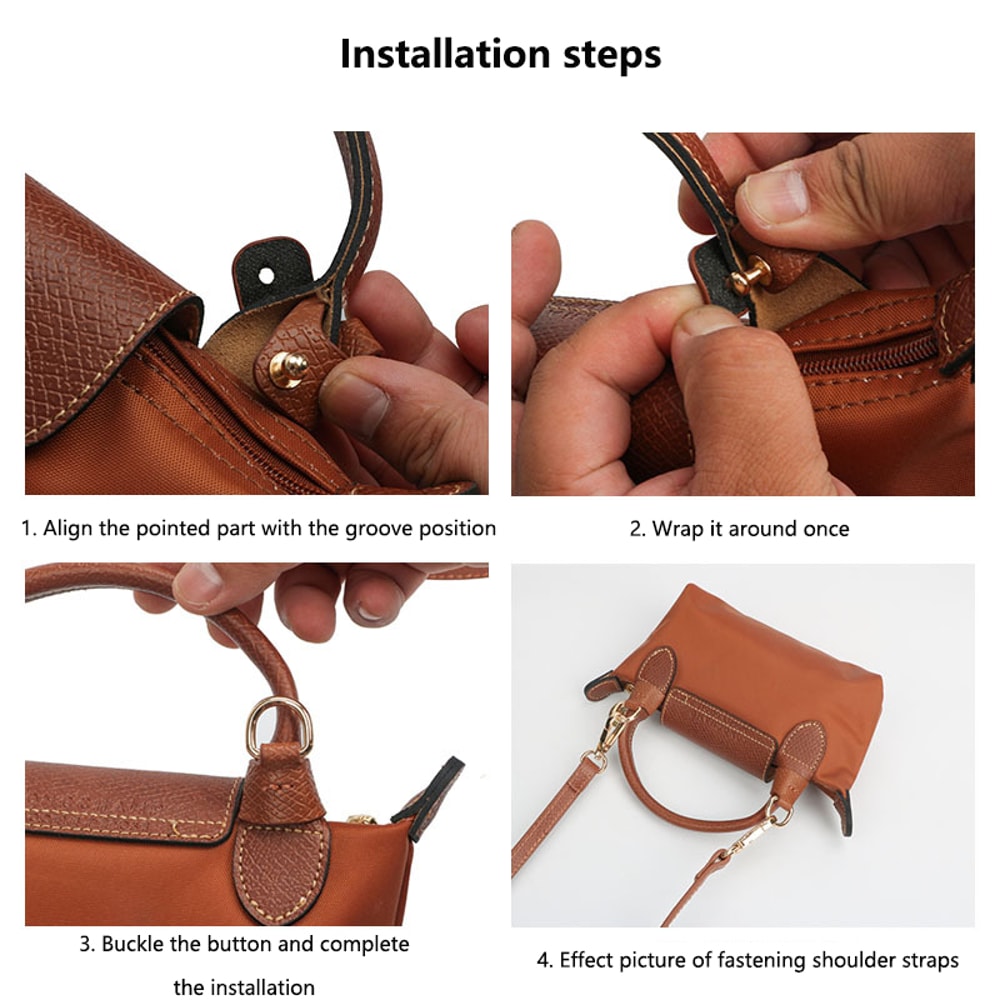 DIY Bag Straps Set for Longchamp Leather Shoulder Crossbody Conversion