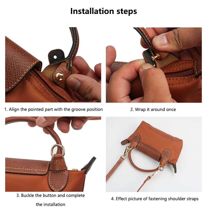 DIY Bag Straps Set for Longchamp Leather Shoulder Crossbody Conversion