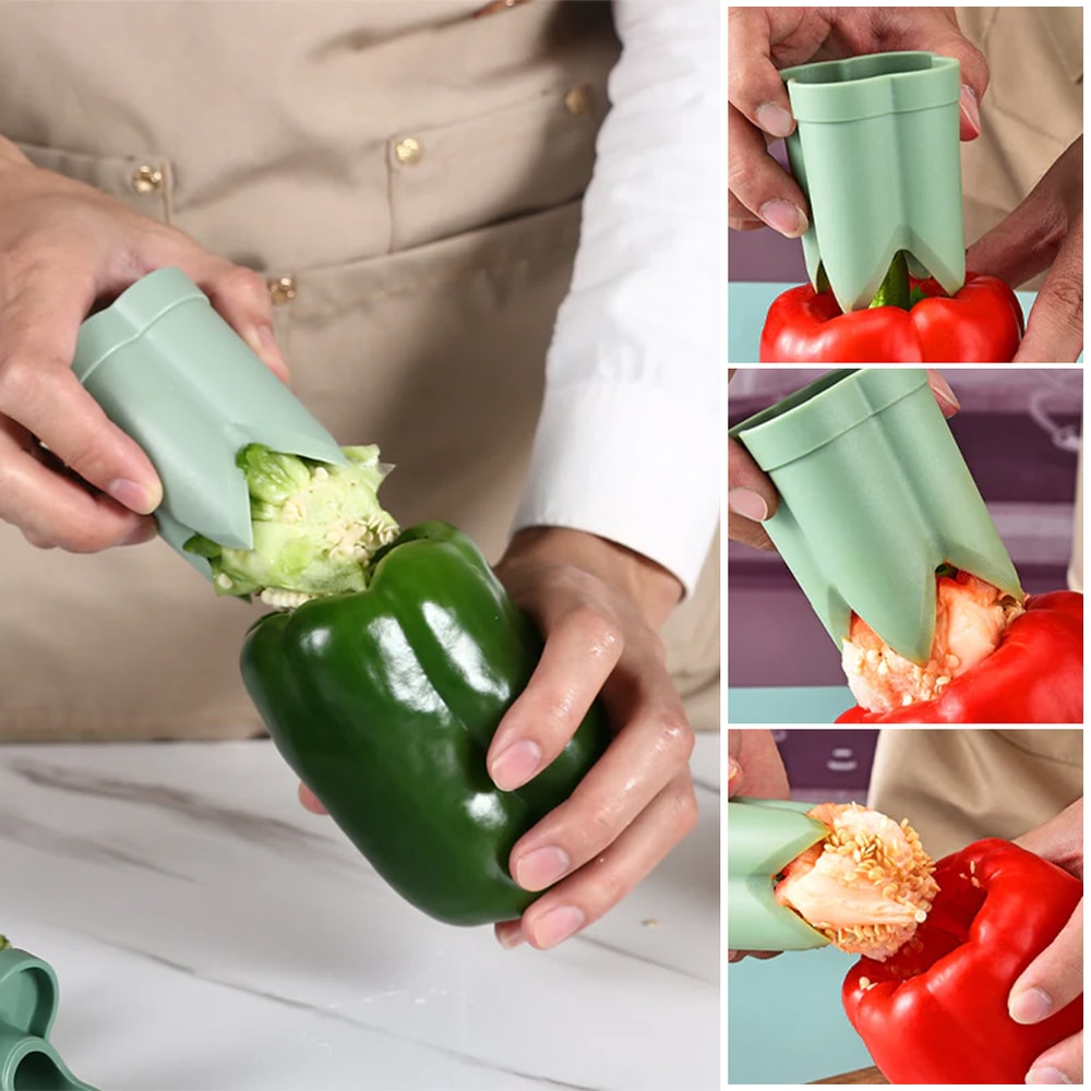Fruit Pepper Corer Seed Removing Tool for Vegetables Fruits, Reusable Portable Kitchen Utensil