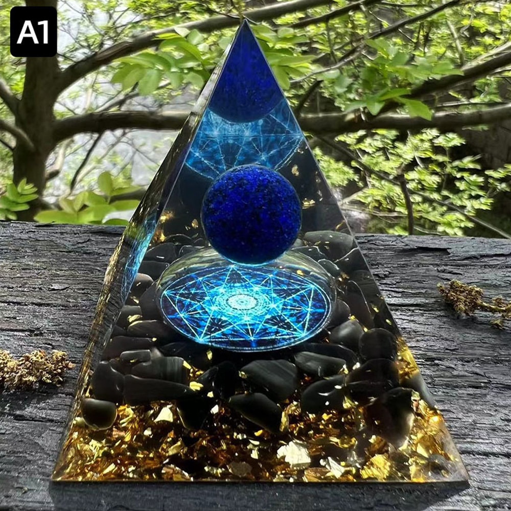 Energy Pyramid Orgonite Healing Crystal Amethyst Ball Natural Chakra Tool Home Decor Gift 6