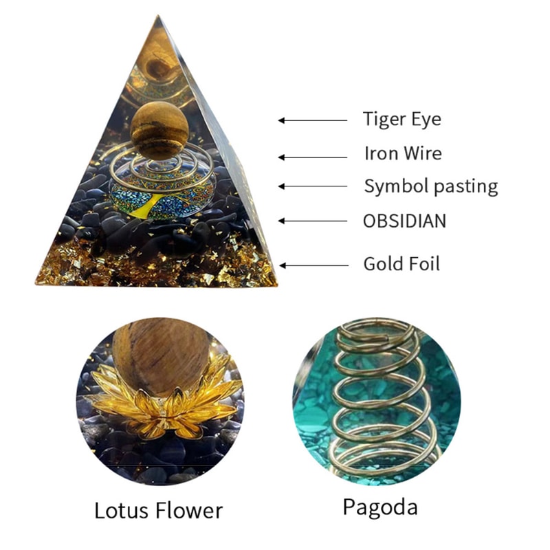 Energy Pyramid Orgonite Healing Crystal Amethyst Ball Natural Chakra Tool Home Decor Gift 3