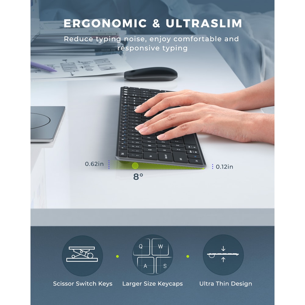 Wireless Bluetooth Keyboard And Mouse Combo Rechargeable Slim Keyboards Mice For MacBook Windows 1