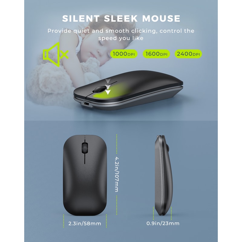 Wireless Bluetooth Keyboard And Mouse Combo Rechargeable Slim Keyboards Mice For MacBook Windows 4