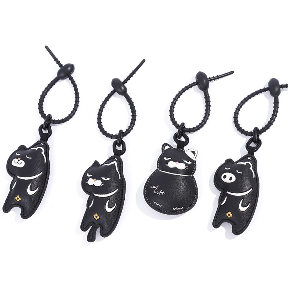 Cartoon Cat Leather Keychain Cute Bag Accessory for Girls, Perfect Gift