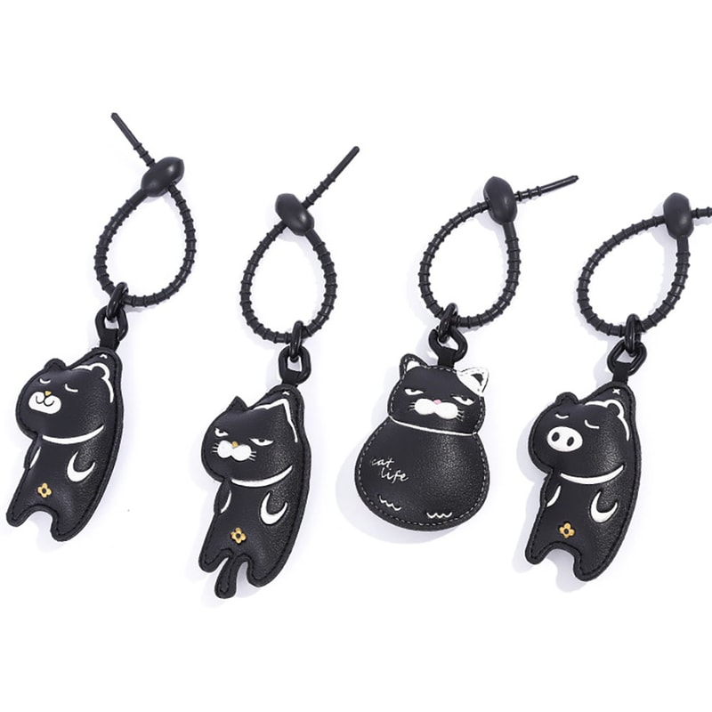 Cartoon Cat Leather Keychain Cute Bag Accessory for Girls, Perfect Gift