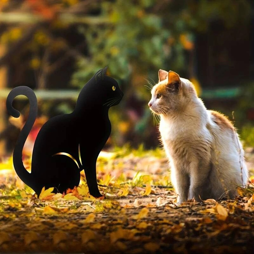 Cat Garden Stake Decoration Metal Outdoor Balcony Art for Garden or Patio