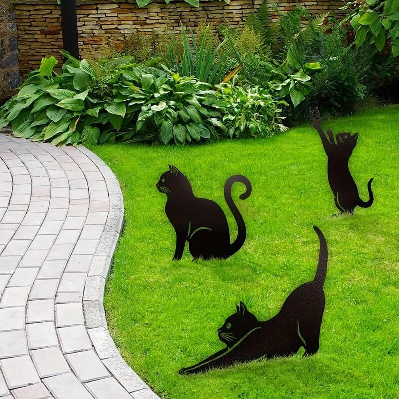 Cat Garden Stake Decoration Metal Outdoor Balcony Art for Garden or Patio