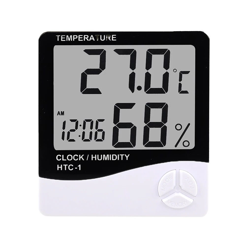 LCD Digital Temperature And Humidity Meter With Weather Station Clock Indoor Outdoor Thermometer Hy