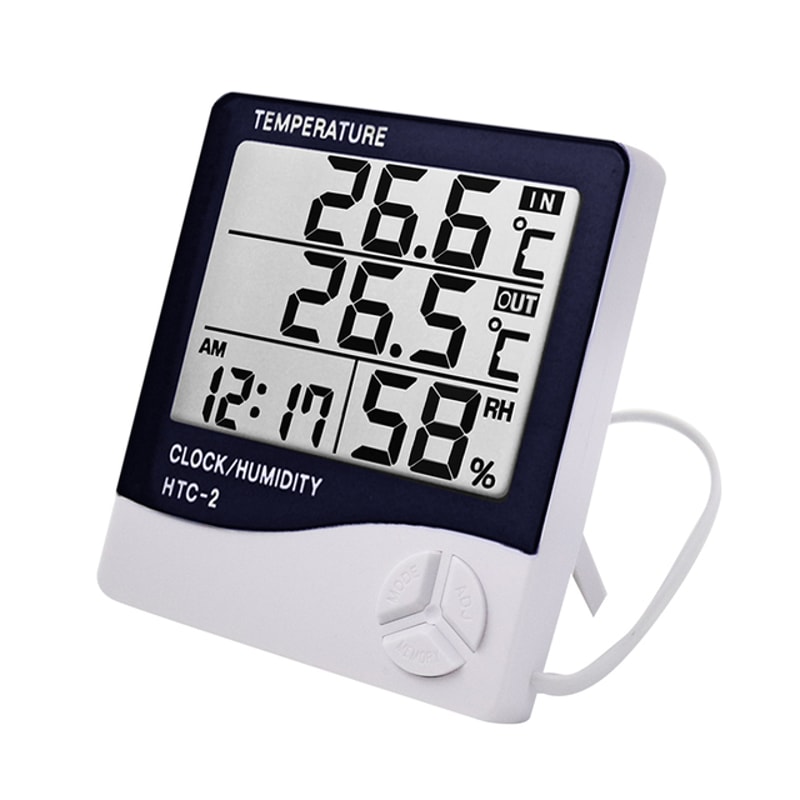 LCD Digital Temperature And Humidity Meter With Weather Station Clock Indoor Outdoor Thermometer Hy