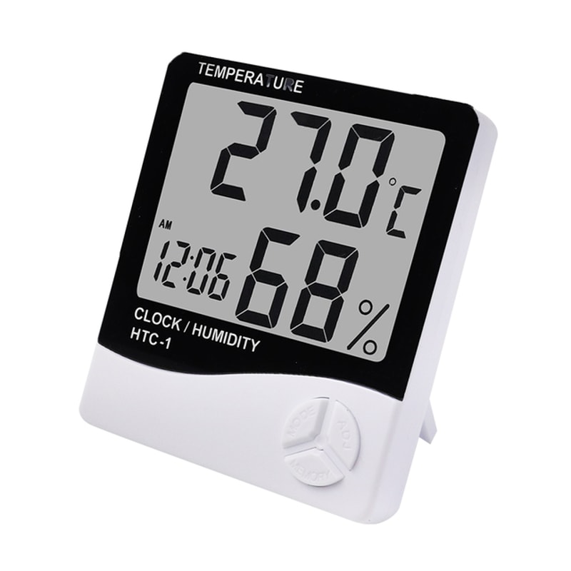 LCD Digital Temperature And Humidity Meter With Weather Station Clock Indoor Outdoor Thermometer Hy