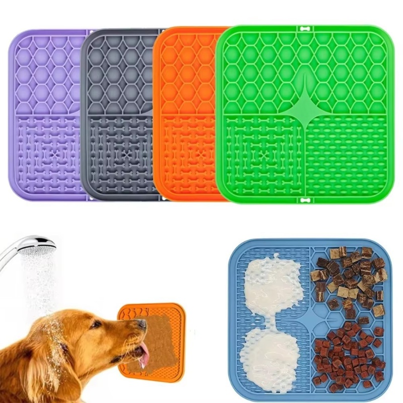 Pet Lick Silicone Slow Feeder for Dogs Bathing Distraction Training Mat with Suction Base