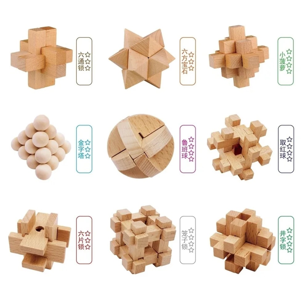 Luban Lock Educational Toy Set for Kids Intelligence Unlocking Puzzle for Students