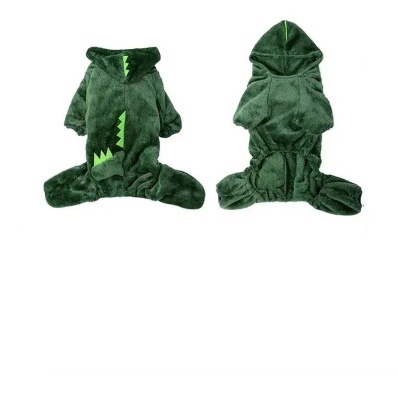 Blue Dinosaur Hooded Coat For Dogs Cats Warm Thickened Autumn Winter Pet Clothing 7