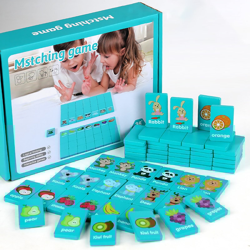 Wooden Animal Memory Matching Game Fun Educational Puzzle for Kids Family Board Game