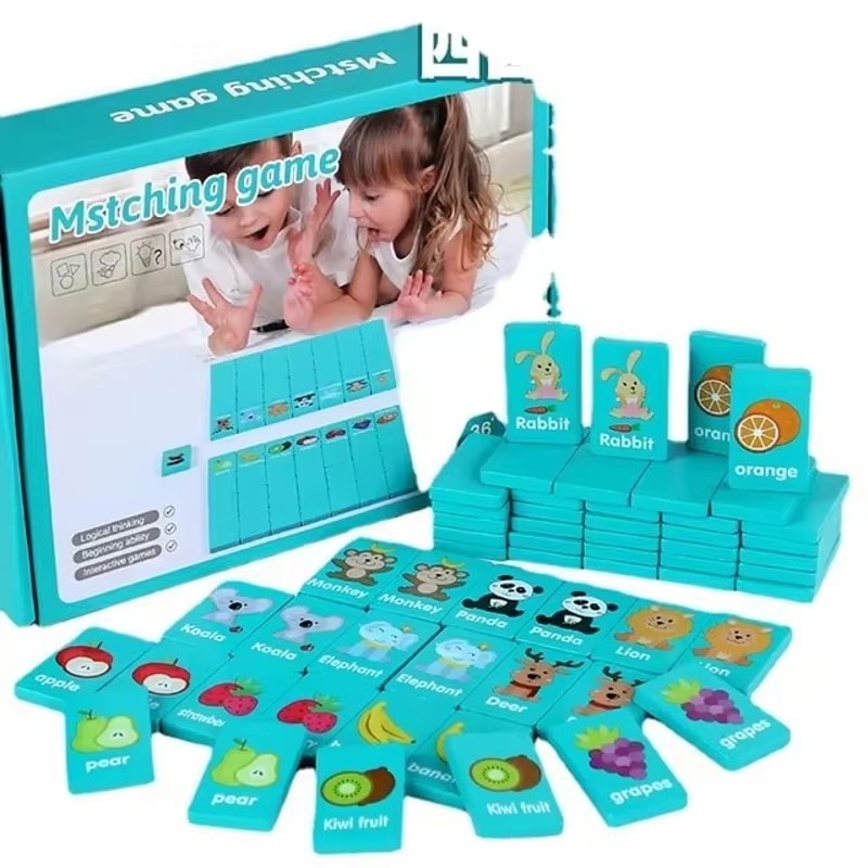 Wooden Animal Memory Matching Game Fun Educational Puzzle for Kids Family Board Game