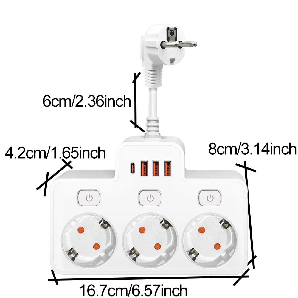 Power Strip Wall Mount With USB Ports Independent Switches Network Filter Adapter For Safe Convenie 5