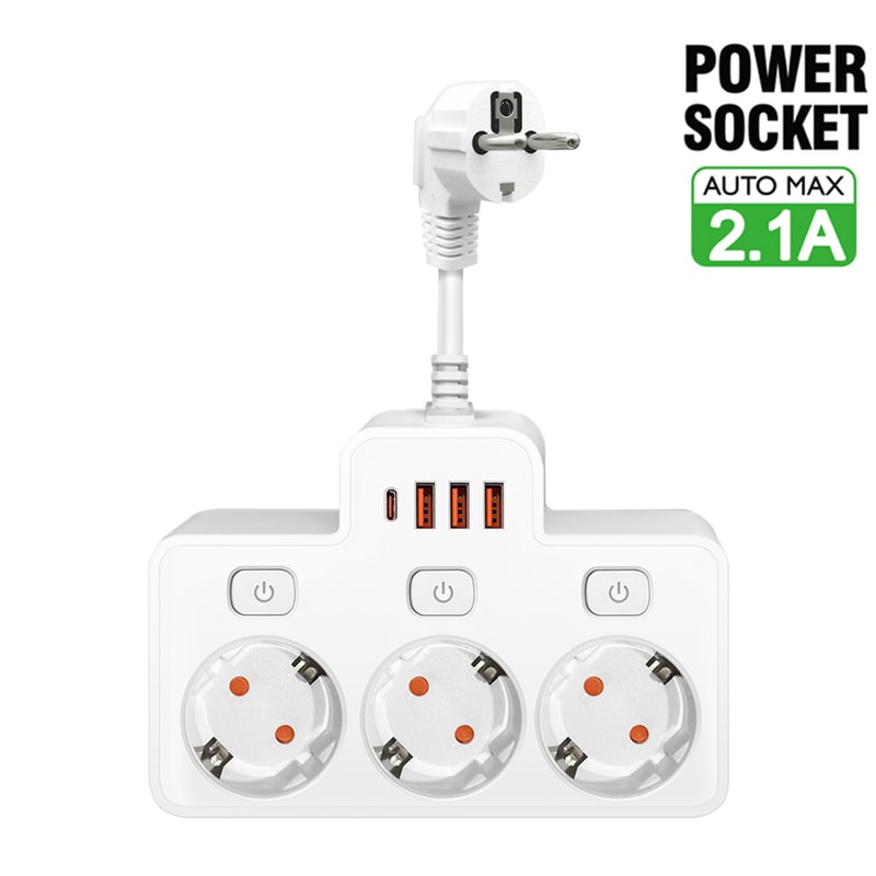 Power Strip Wall Mount With USB Ports Independent Switches Network Filter Adapter For Safe Convenie 6