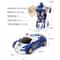 Blue Police Car Toy for Boys One-Button Deformation Inertia Impact, Collision Transforming Action