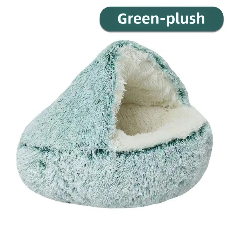 Cozy Winter Plush Cat Bed Soft SemiEnclosed Pet Nest For Ultimate Comfort And Warmth 5