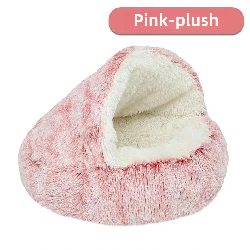 Cozy Winter Plush Cat Bed Soft SemiEnclosed Pet Nest For Ultimate Comfort And Warmth 12