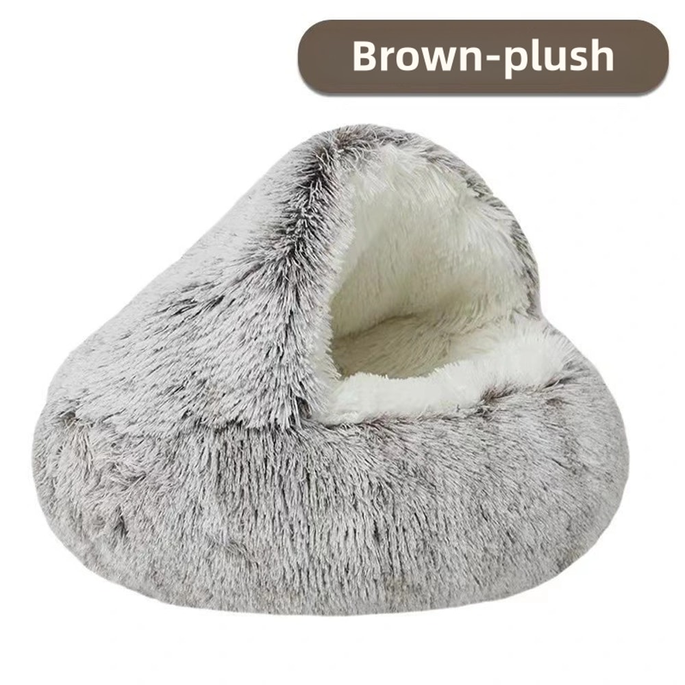 Cozy Winter Plush Cat Bed Soft SemiEnclosed Pet Nest For Ultimate Comfort And Warmth 10