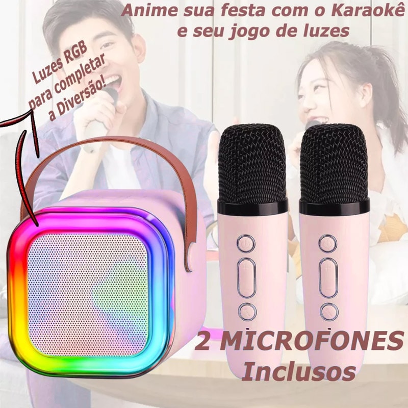 Portable Bluetooth Karaoke Machine with Wireless Microphones Perfect for Family Singing Childrens Gifts