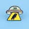 UFO Alien Enamel Pin with Black Cat Design Unique Lapel Pin for Cosplay Accessories Lovers