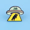 UFO Alien Enamel Pin with Black Cat Design Unique Lapel Pin for Cosplay Accessories Lovers