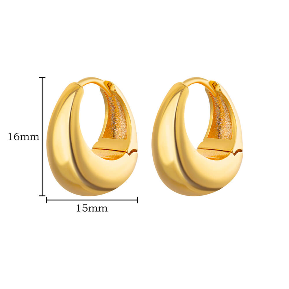 Gold Color Chunky Stainless Steel Hoop Earrings Water Drop Design For Weddings Parties Gifts 5