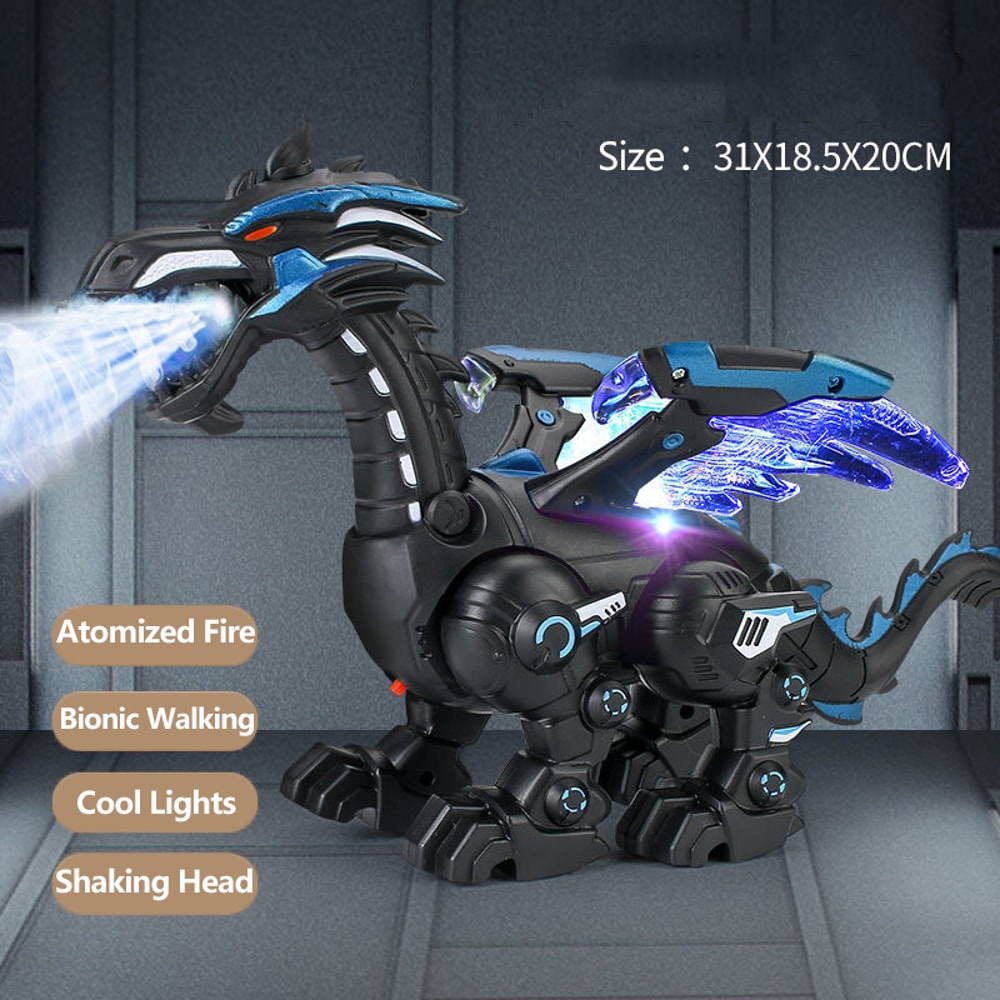 Fire Mechanical Dinosaur Water Spray Toy with Cool Light Electric Function Entertainment Puzzle for Boys