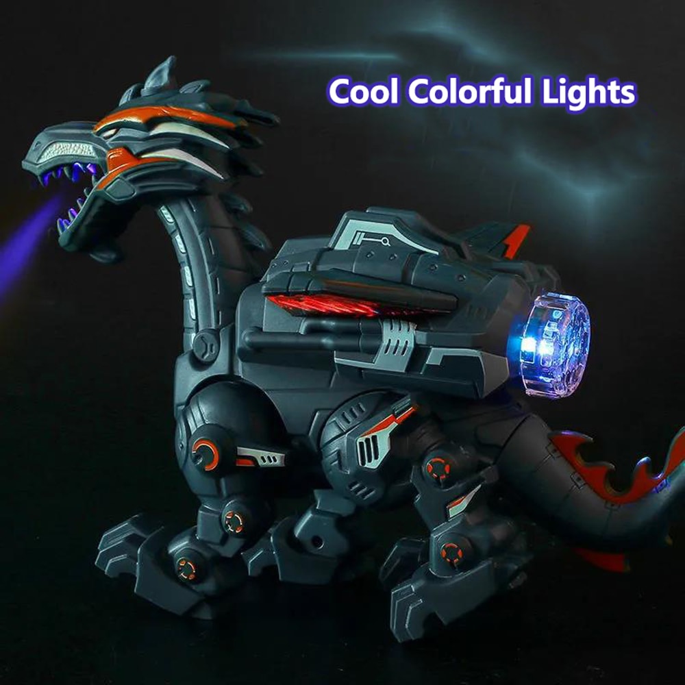 Fire Mechanical Dinosaur Water Spray Toy with Cool Light Electric Function Entertainment Puzzle for Boys