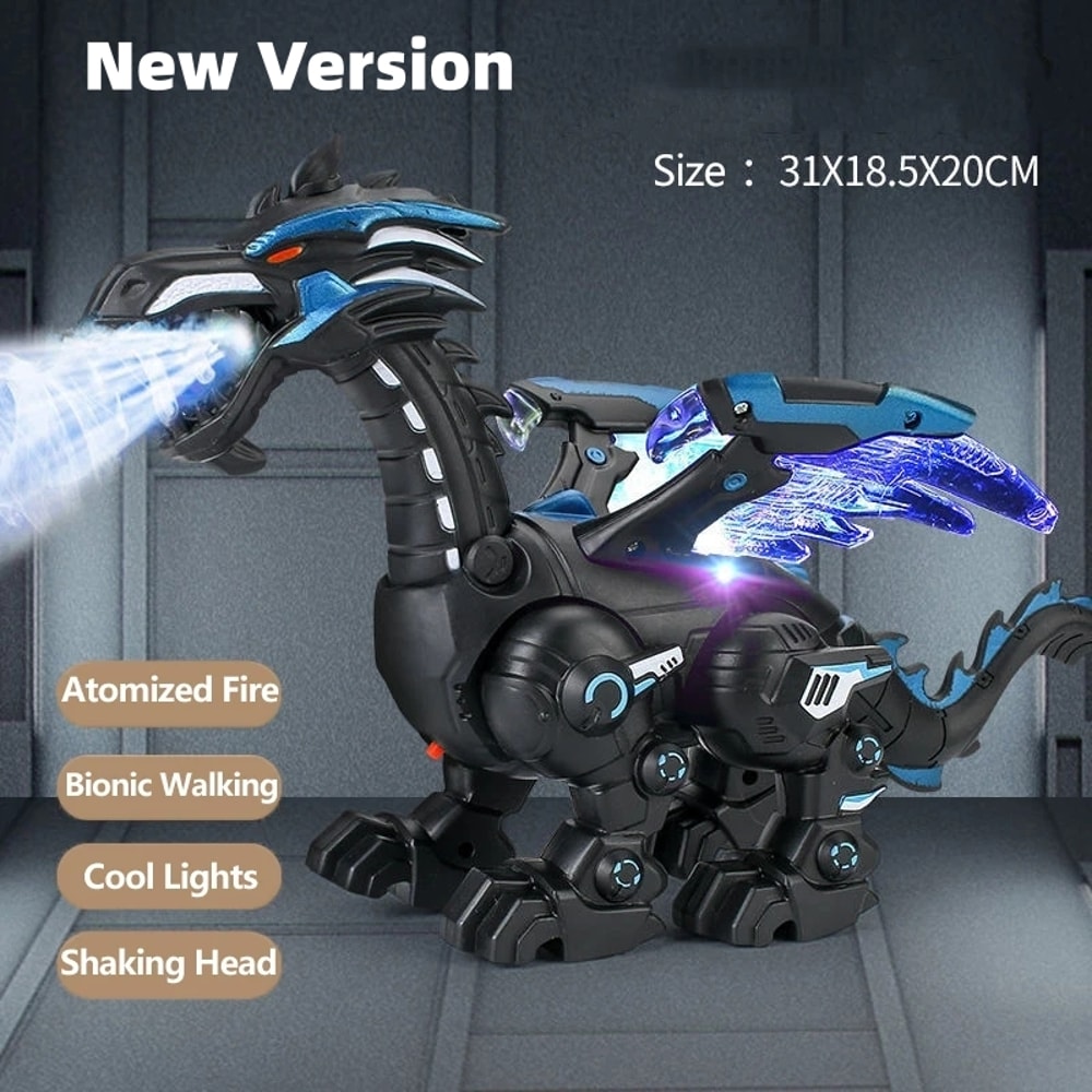 Fire Mechanical Dinosaur Water Spray Toy with Cool Light Electric Function Entertainment Puzzle for Boys