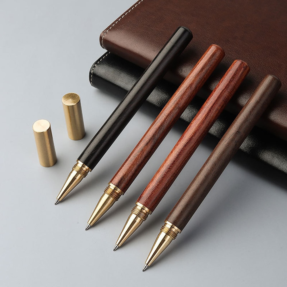 Vintage Wooden Ballpoint Pen With Brass Metal Cap Elegant Office Pen For Signature Business Use 3