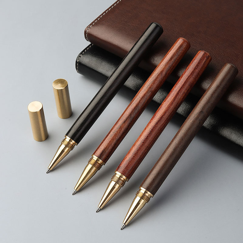 Vintage Wooden Ballpoint Pen With Brass Metal Cap Elegant Office Pen For Signature Business Use 3