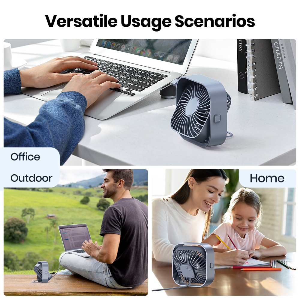 Mini Portable USB Desk Fan With Strong Airflow Quiet Operation Adjustable Speed Rotatable For Home