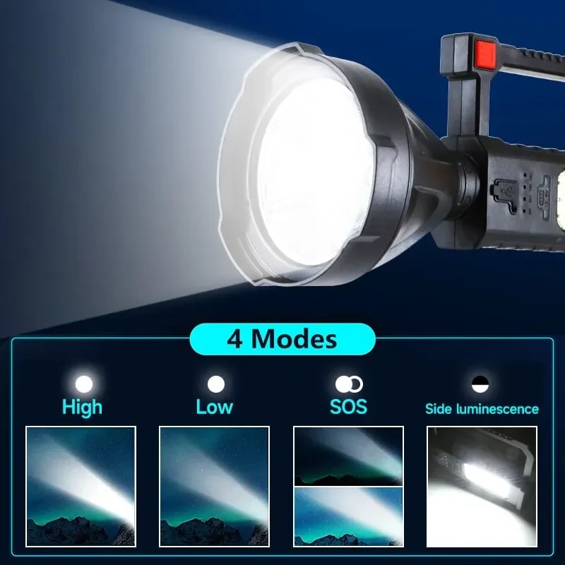 HighPower LED Flashlight Waterproof USB Rechargeable Searchlight For Fishing Camping Outdoors 1