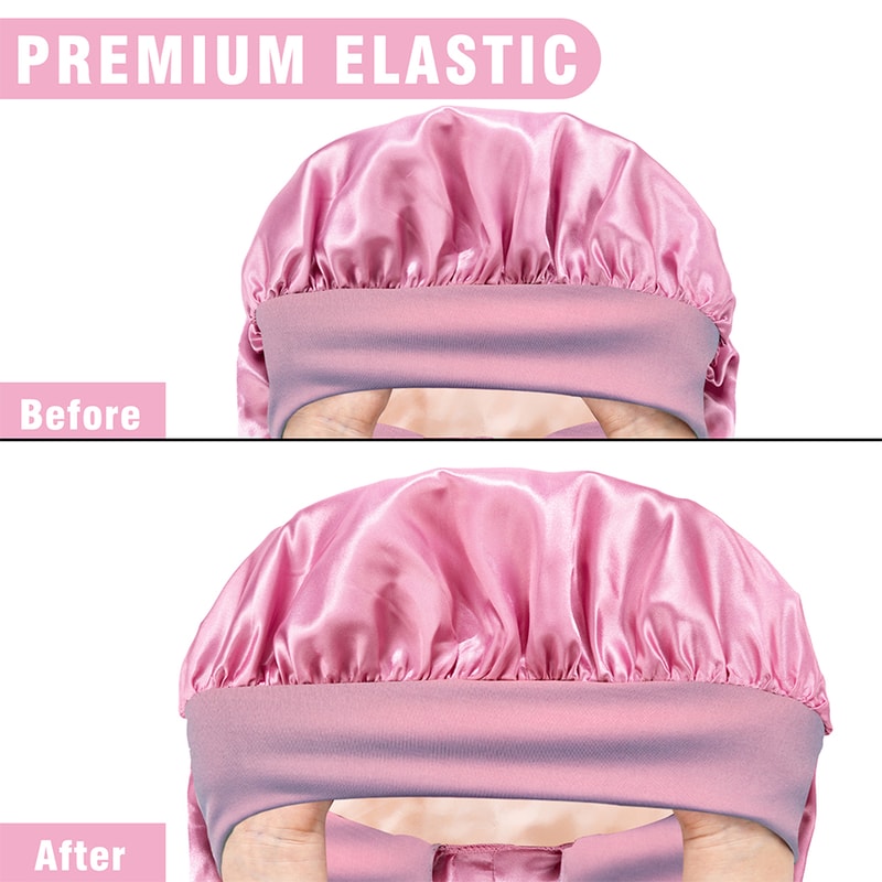 Extra Large Silk Hair Bonnet Cap for Women Comfortable Satin Head Cover for Sleeping, Shower, and Hair Care