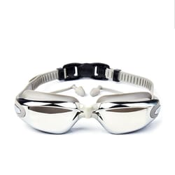swimming goggles with earplugs for adults anti-fog, waterproof swim glasses for men women perfect for pool