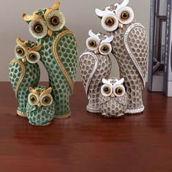 resin owl family decor elegant home decoration for living room, bookshelf, or tv stand